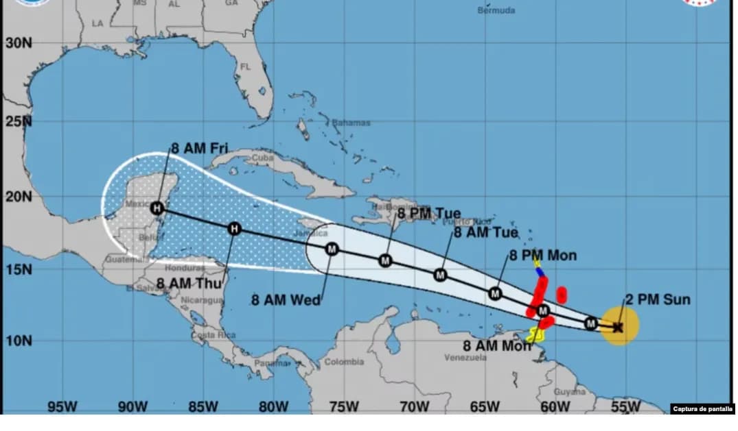 El huracán Beryl sube a categoría 5 en el este del mar Caribe